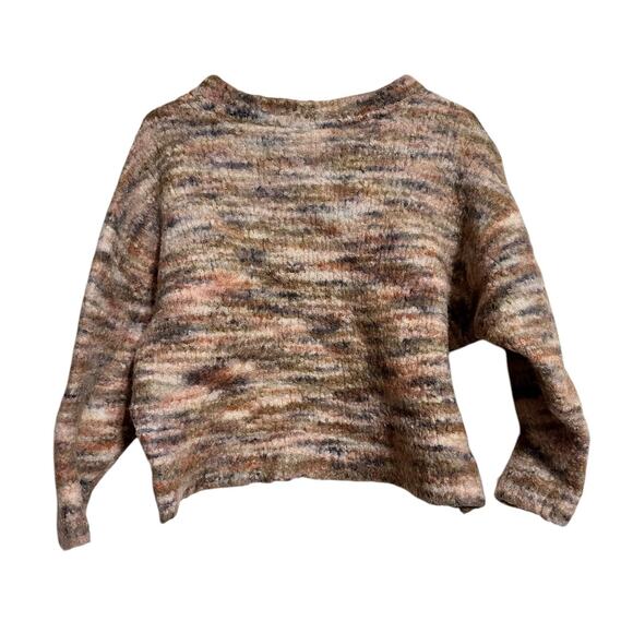 Free People Alpaca Wool Blend Multi Colored Cropped Sweater Size Small - Picture 2 of 6